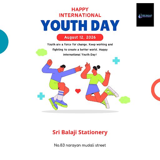 Celebrate International Youth Day with Sri Balaji Stationery, your affordable stationery store su…