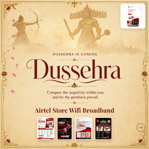 Celebrate Dussehra with reliable WiFi from Airtel Store Wifi Broadband, guiding your connections… post image