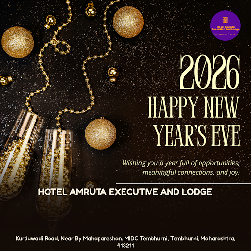 "Ring in the New Year with a splash at Hotel Amruta Executive And Lodge in Tembhurni! Let the lou…
