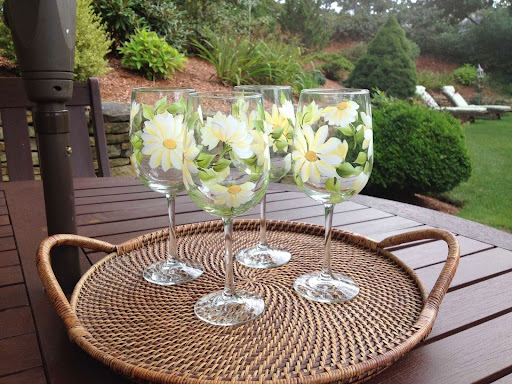 Wineflowers Hand-Painted Glassware