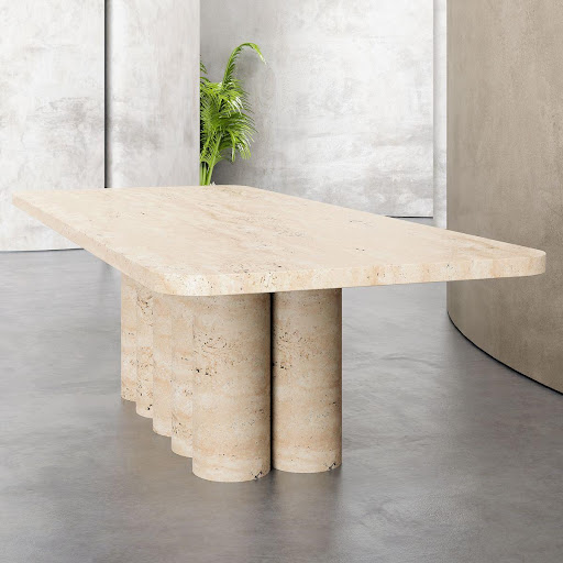Luxury stone terventine table , dining table set for 6 seater