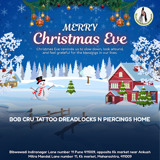 "Warmest wishes from Bob Cru Tattoo Dreadlocks N Piercings Home in Kk Market! As the snowflakes f…