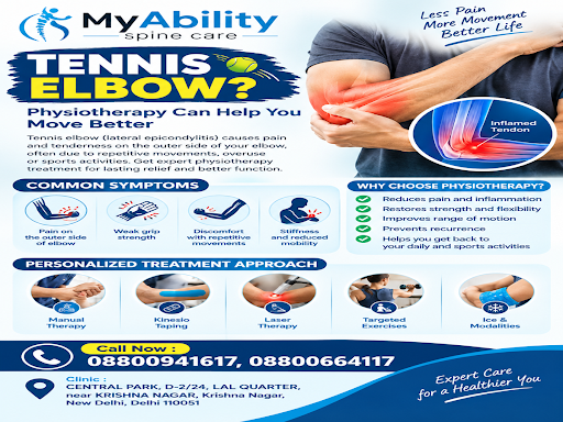 Tennis Elbow can cause elbow pain, stiffness, and difficulty with everyday movements. Physiothera… post image