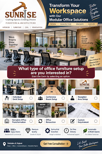Transform your home or workplace with Sunrise Furniture & Architecture. We provide complete Resid… post image