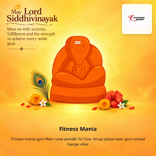 Celebrate Ganpati 2026 with Fitness Mania, inspired by Lord Siddhivinayak. Achieve your fitness g…