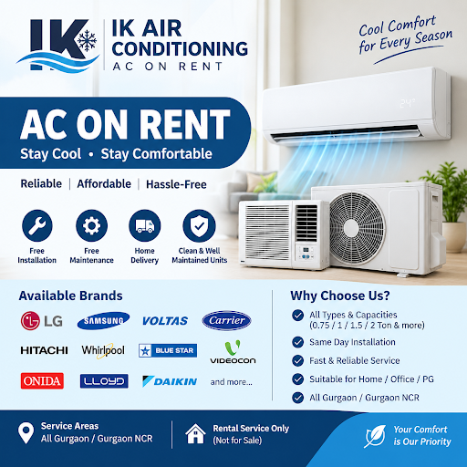 IK Air Conditioning provides reliable AC rental services in Gurgaon for homes, offices, PGs and o… post image