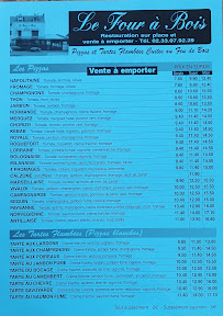 Menu LE FOUR A BOIS Page 1