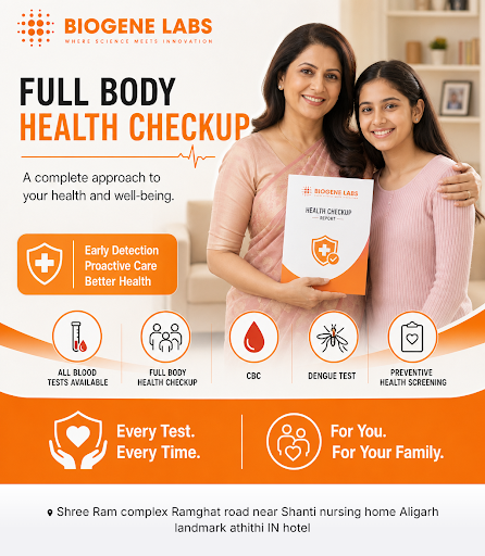 Get comprehensive health insights with Biogene Lab Aligarh's Full Body Health Checkup, a comprehe… post image