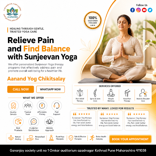 Discover effective Sunjeevan Yoga therapy for knee pain at Aanand Yog Chikitsalay, a trusted well…