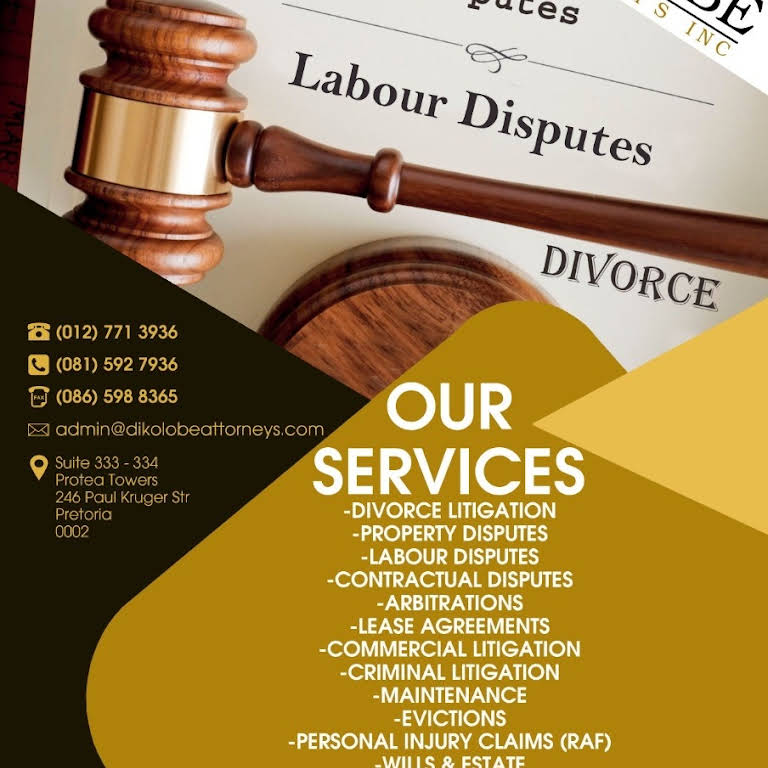 Dikolobe Attorneys Inc - General Practice Attorneys in Pretoria CBD