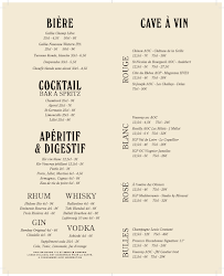 Menu Vieilles branches Page 1