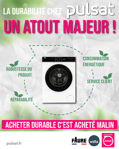 🌱 Aujourd'hui, bien choisir, c'est aussi choisir durable.

﻿

Un appareil durable, ce n'est pas seulement un produit qui dure longtemps. C'est aussi un équipement qui consomme moins d'énergie, qui peut être réparé plus facilement et qui vous accompagne au quotidien pendant de nombreuses années.

﻿

Chez Pulsat, nous vous aidons à faire le bon choix grâce à des conseils personnalisés et des solutions pensées pour allier performance, économies et durabilité.

﻿

Parce qu'acheter durable, c'est investir intelligemment pour aujourd'hui… et pour demain.

﻿

Rendez-vous dans vos magasins Pulsat ou sur pulsat.fr.

﻿

#Pulsat #LeVraiConseil #Durabilité #ConsommationResponsable #Réparabilité #Électroménager #ÉconomiesDEnergie #AcheterDurable #Maison #Innovation
