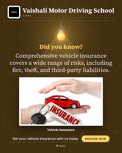 Did you know? Comprehensive vehicle insurance covers a wide range of risks, including fire, theft… post image