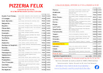 Menu Pizzéria Félix Page 1