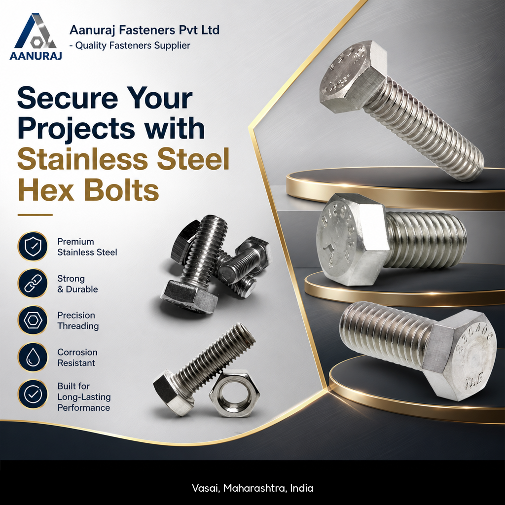 Aanuraj Fasteners Pvt Ltd offers high-quality Hex Bolts in stainless…