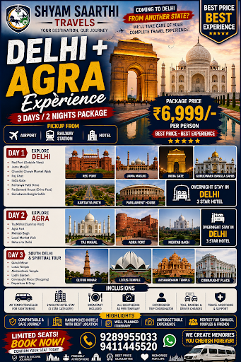 Book the Delhi & Agra Tour Package with Shyam Saarthi Travels and explore two of India's most ico… post image