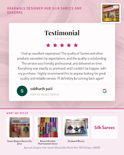 Siddharth Patil had a wonderful experience at Agarwals Designer Hub Silk Sarees and Ghagras in Ko… post image