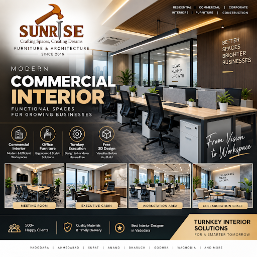 Transform your workplace with Sunrise Furniture & Architecture – Best Interior Designer in Vadoda… post image