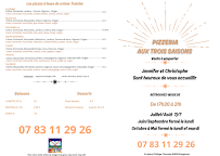Menu Pizzas A Emporter Aux 3 Saisons Page 1