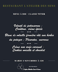 Menu L'Atelier des Sens Restaurant Pédagogique Page 2