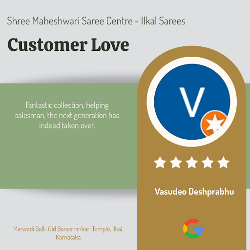 Ilkal's pride, Shree Maheshwari Saree Centre, exceeded my expectations! Vasudeo, a delighted cust… post image