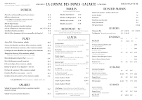 Menu Restaurant Les Dunes Page 1