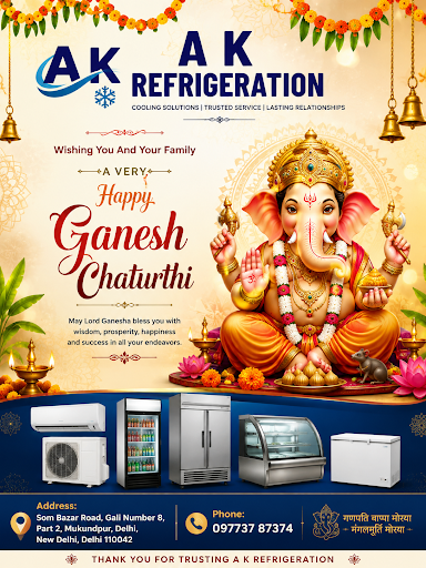 A K Refrigeration wishes everyone a very Happy Ganesh Chaturthi! May Lord Ganesha bless you and y… post image