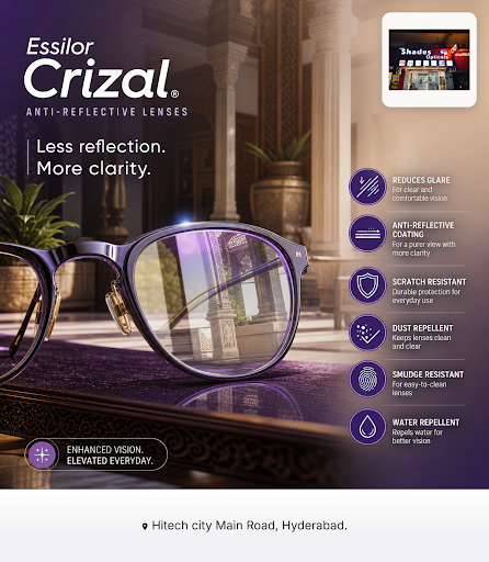 Shades Opticals is your go-to near me optical shop offering Essilor Crizal anti-reflective lenses… post image