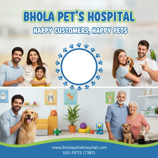 Happy furry friends and their delighted owners at Bhola Pet's Hospital, where we provide top-notc… post image