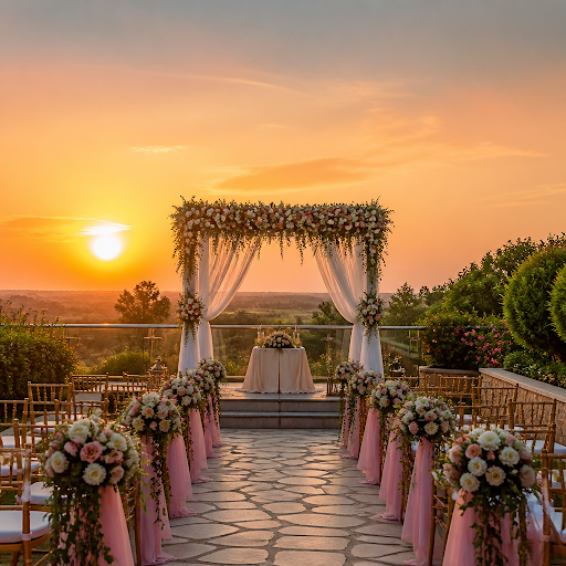 Celebrate your dream outdoor wedding as the sun sets over the lush green landscapes of Vishika Re… post image