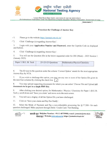 JEE Mains Display of provisional answer key post image