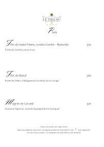 Menu Hôtel Restaurant Le Tillau Page 2