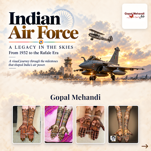 Celebrate Indian Air Force Day with beautiful Mehandi designs by Gopal Mehandi. As a trusted Meha… post image