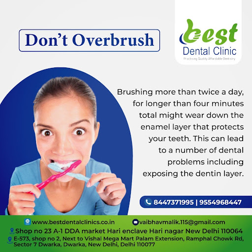 Brushing more than twice a day, for longer than four minutes total might wear down the enamel lay… post image