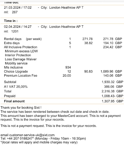 SIXT Car Hire - Heathrow Airport - Thumbnail
