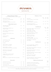 Menu Petite Pension Page 1