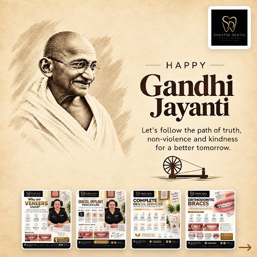At Synapse Dental, a trusted family dental clinic, we honor Gandhi Jayanti by promoting values of… post image