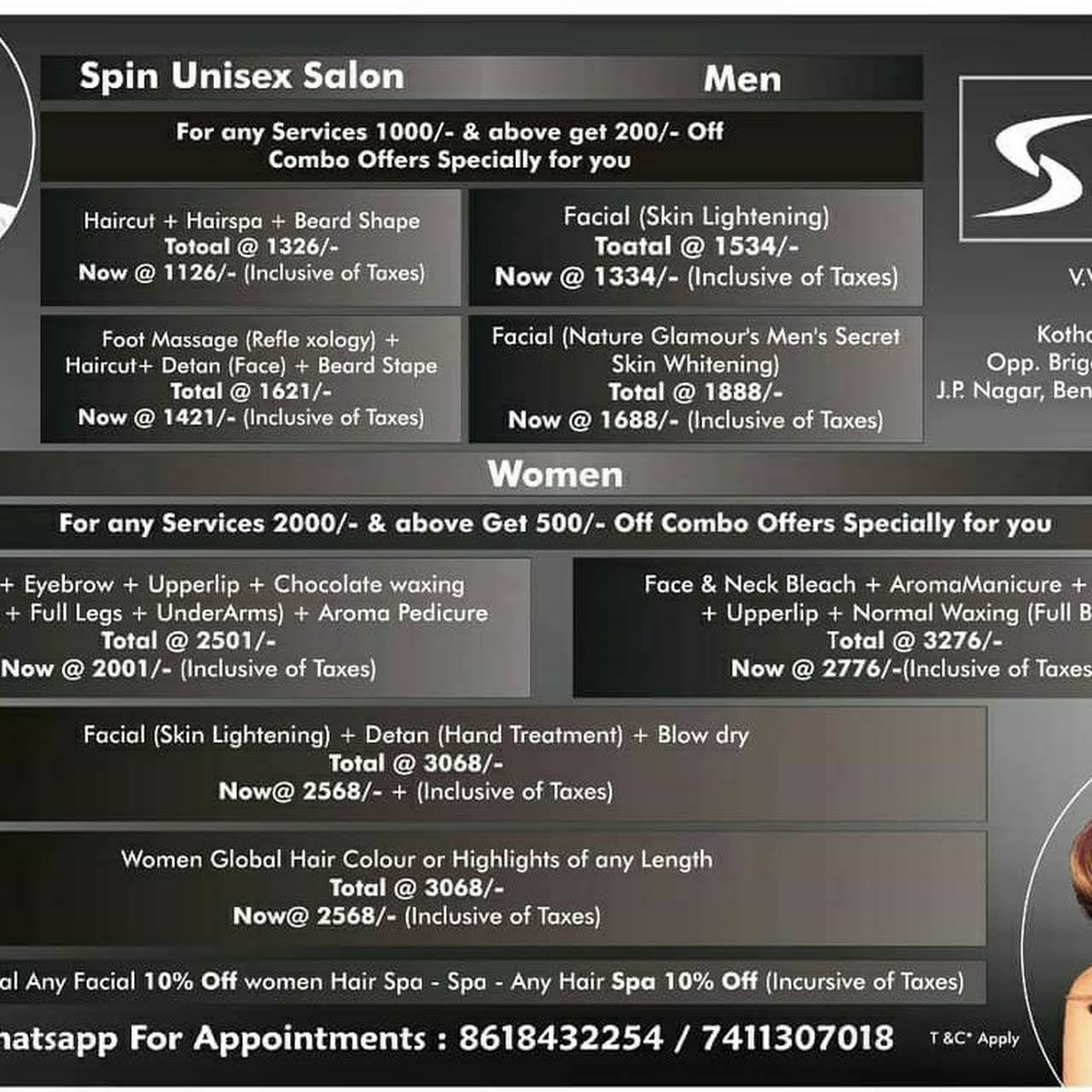 Spin Unisex Salon Jp Nagar Beauty Salon In Jp Nagar
