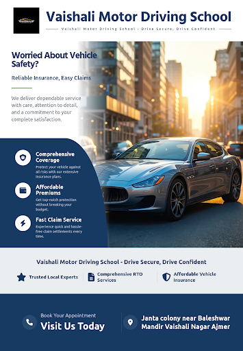 Vaishali Motor Driving School offers comprehensive vehicle insurance services along with motor dr… post image