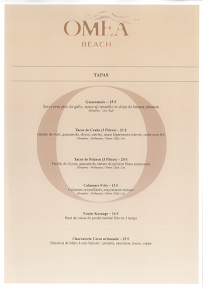 Menu OMEA BEACH - Restaurant Bord de Mer Porto Vecchio Page 9
