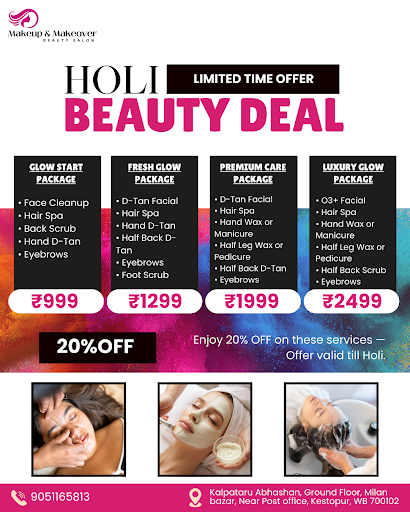 Get ready to sparkle this Holi! ✨ Makeup & Makeover Beauty Salon brings you exclusive "Holi Beaut… post image