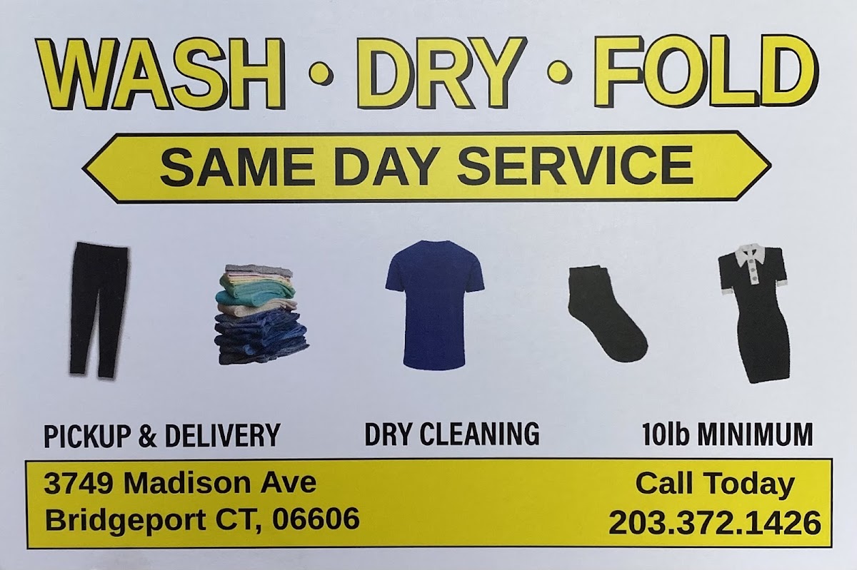 Clean laundry equipment at Madison Cleaners in Bridgeport, CT