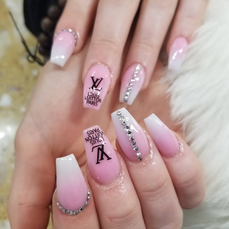 pink louis vuitton nails