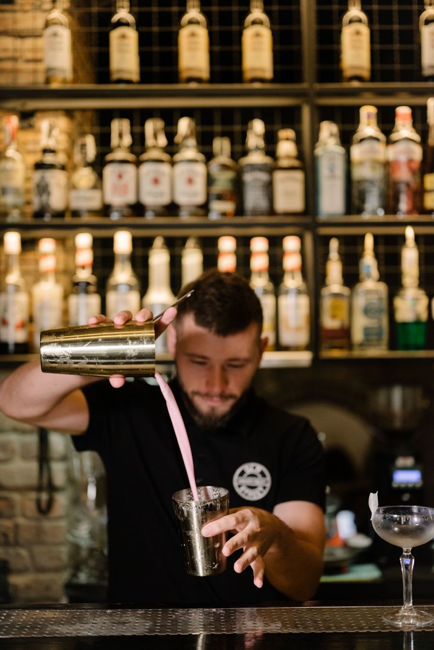 Barman making a cocktail