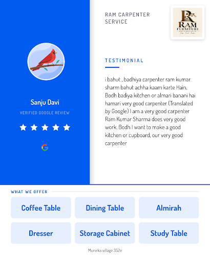 Sanju Davi loved the exceptional carpenter service at Ram Carpenter Service in New Delhi. If you'… post image