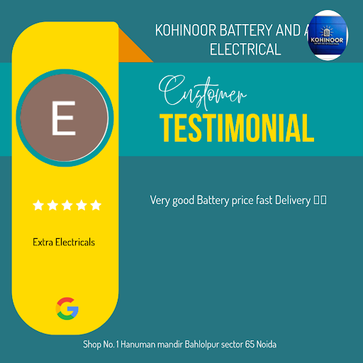 Extra Electricals raves about KOHINOOR BATTERY AND AUTO ELECTRICAL in Noida! They loved the excep… post image