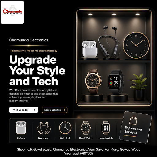 Visit Chamunda Electronics for premium watches, including smartwatches, wall clocks, and the late…