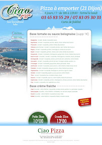 Menu Ciao Pizza Page 1