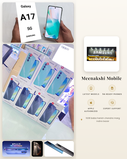 Explore the latest mobile options at Meenakshi Mobile, including the Samsung Galaxy A17, iPhone 1… post image