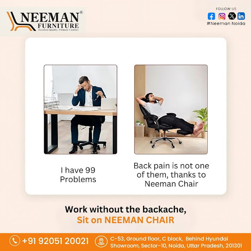 💺✨ Work without the backache, thanks to Neeman Furniture Noida! ✨💺 post image